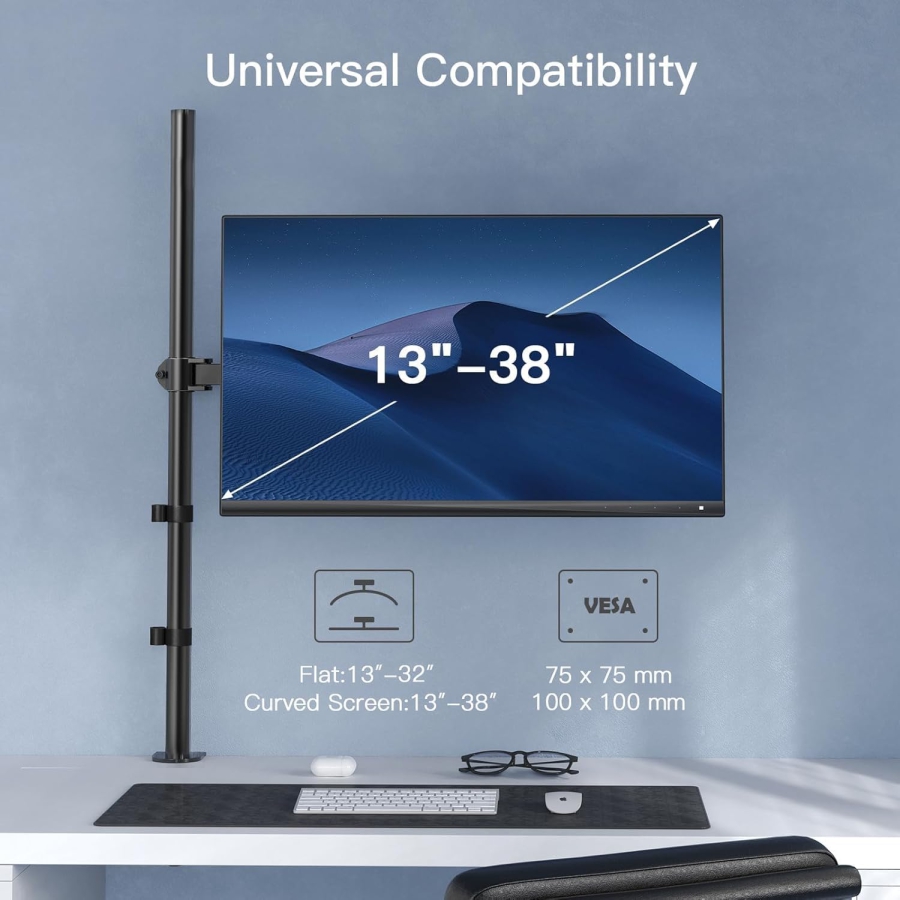 HUANUO Monitorarm - 1 Monitor - [13–32"] - Extra-Hohe 101cm Säule / bis 10kg